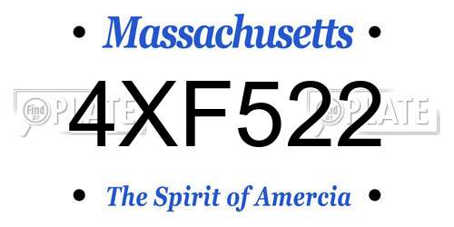 4XF522 Massachusetts License Plate