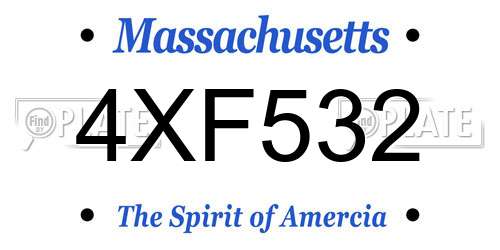 4XF532 Massachusetts License Plate