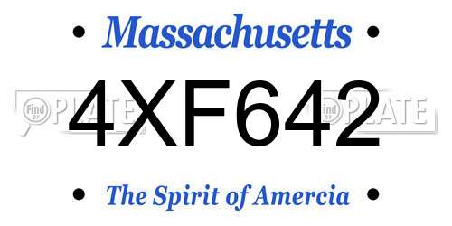 4XF642 Massachusetts License Plate