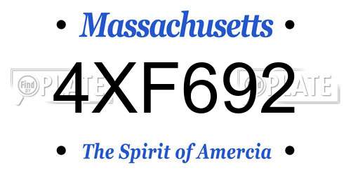4XF692 Massachusetts License Plate