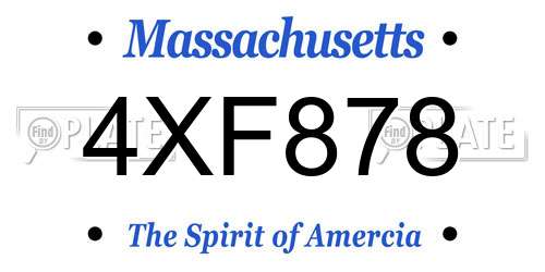 4XF878 Massachusetts License Plate