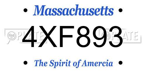 4XF893 Massachusetts License Plate