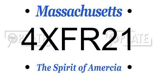 4XFR21 Massachusetts License Plate