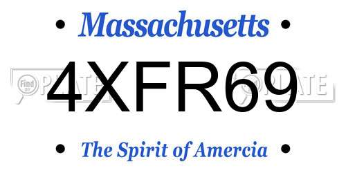 4XFR69 Massachusetts License Plate
