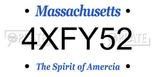 4XFY52 Massachusetts License Plate