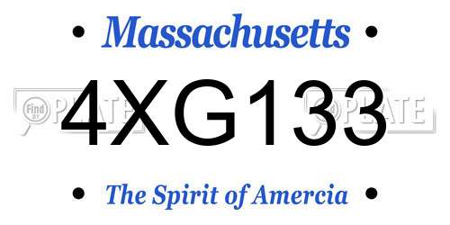 4XG133 Massachusetts License Plate