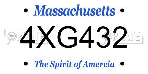 4XG432 Massachusetts License Plate