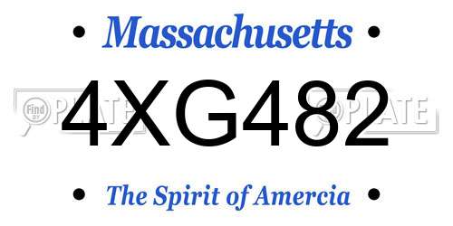4XG482 Massachusetts License Plate
