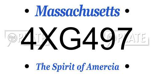 4XG497 Massachusetts License Plate