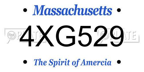 4XG529 Massachusetts License Plate