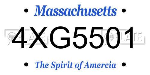 4XG5501 Massachusetts License Plate