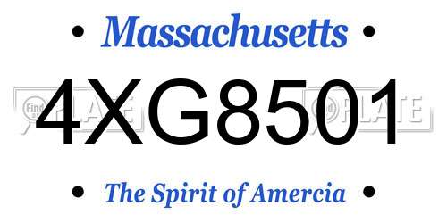 4XG8501 Massachusetts License Plate