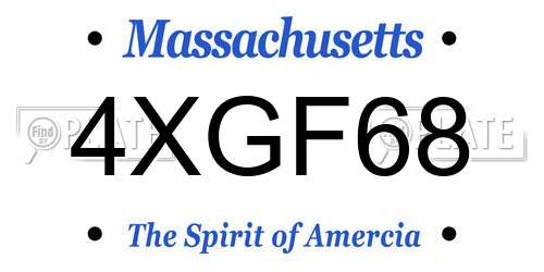 4XGF68 Massachusetts License Plate