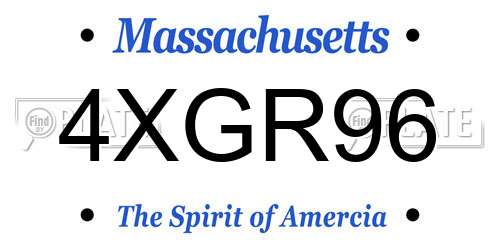 4XGR96 Massachusetts License Plate