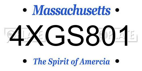4XGS801 Massachusetts License Plate