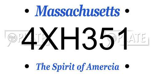 4XH351 Massachusetts License Plate