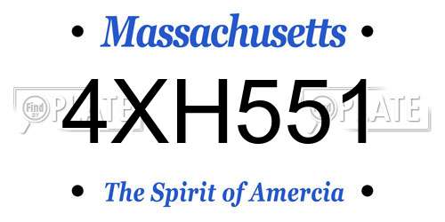 4XH551 Massachusetts License Plate