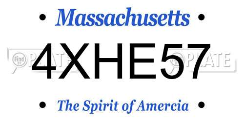 4XHE57 Massachusetts License Plate