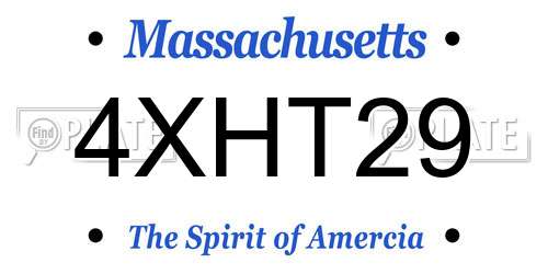 4XHT29 Massachusetts License Plate