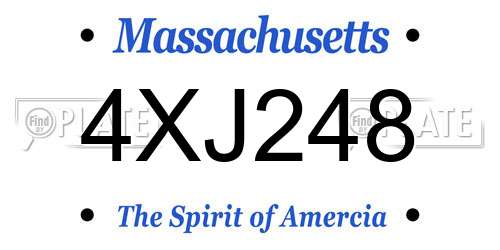 4XJ248 Massachusetts License Plate