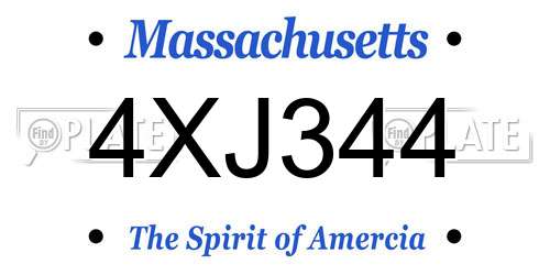 4XJ344 Massachusetts License Plate