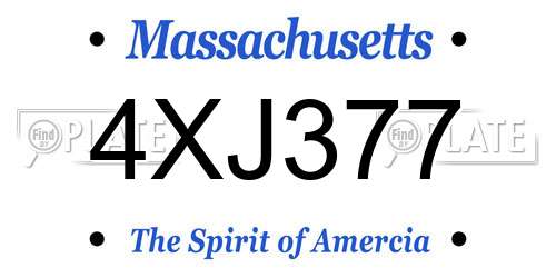 4XJ377 Massachusetts License Plate