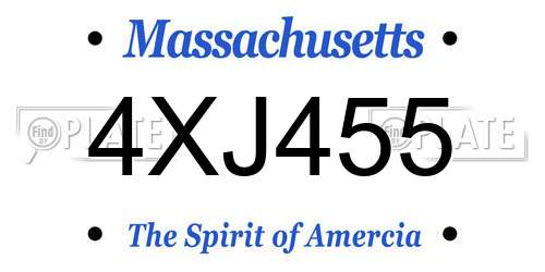 4XJ455 Massachusetts License Plate