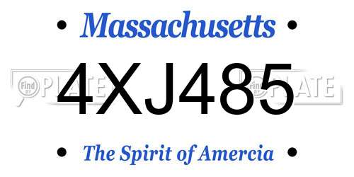 4XJ485 Massachusetts License Plate