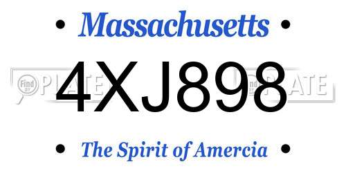 4XJ898 Massachusetts License Plate