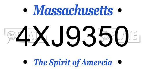 4XJ9350 Massachusetts License Plate