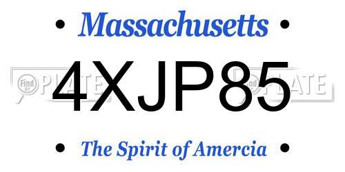 4XJP85 Massachusetts License Plate