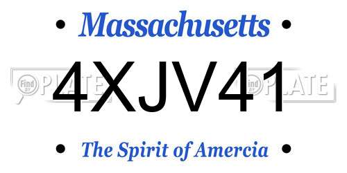 4XJV41 Massachusetts License Plate