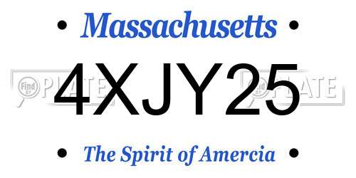 4XJY25 Massachusetts License Plate