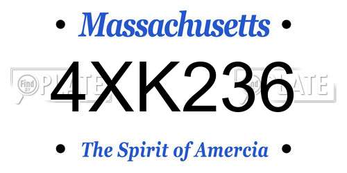 4XK236 Massachusetts License Plate