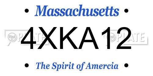 4XKA12 Massachusetts License Plate