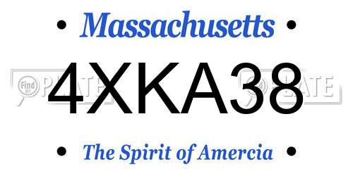 4XKA38 Massachusetts License Plate
