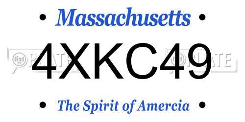 4XKC49 Massachusetts License Plate