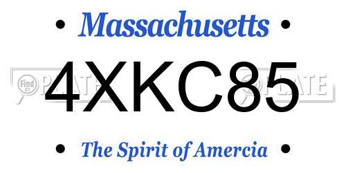 4XKC85 Massachusetts License Plate