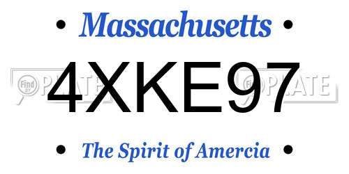 4XKE97 Massachusetts License Plate