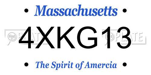 4XKG13 Massachusetts License Plate