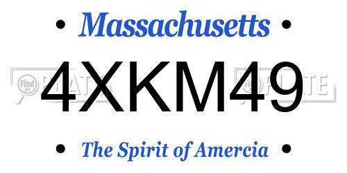 4XKM49 Massachusetts License Plate