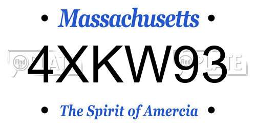 4XKW93 Massachusetts License Plate