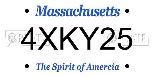 4XKY25 Massachusetts License Plate