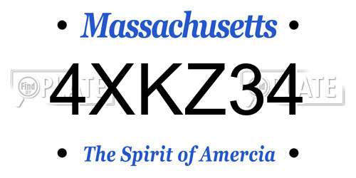 4XKZ34 Massachusetts License Plate