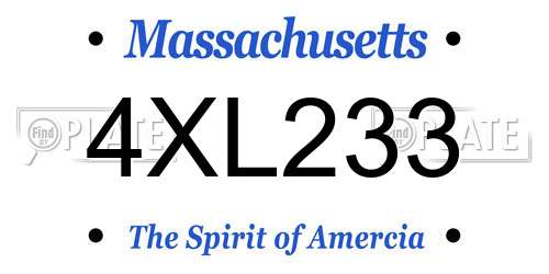 4XL233 Massachusetts License Plate