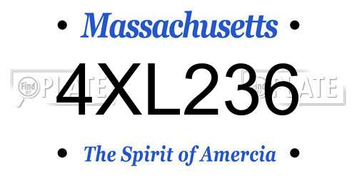 4XL236 Massachusetts License Plate