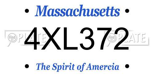 4XL372 Massachusetts License Plate