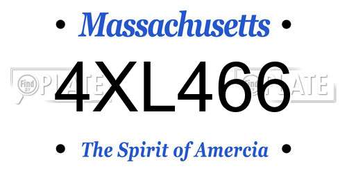 4XL466 Massachusetts License Plate