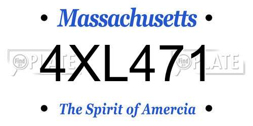 4XL471 Massachusetts License Plate