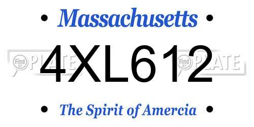 4XL612 Massachusetts License Plate